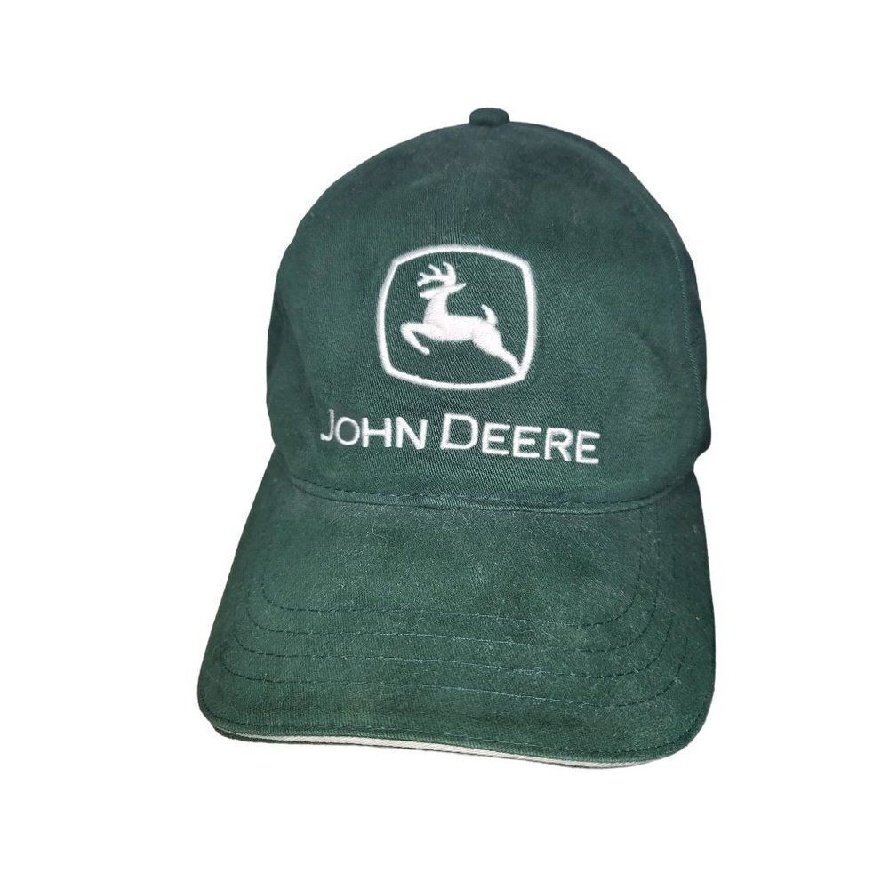 John Deere Hat Adjustable Strap Green And White‎ One Size Logo Outdoors